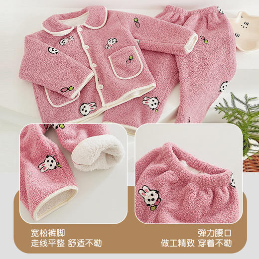 <有书独家>【儿童羊羔毛加绒睡衣】秋冬韩版卡通大儿童家居服套装 双面加绒加厚男女童睡衣套装 商品图2