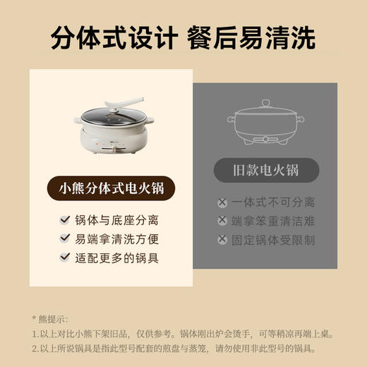 【样品特惠6折，仅1件，无货退款】小熊电火锅电蒸锅电煮锅多功能锅4L 商品图6