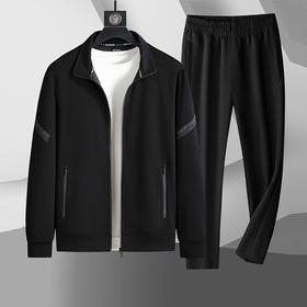 【圈】【新款DK】大依优型大码套装立领外套运动服加肥加大两件套套装休闲大号运动男上衣