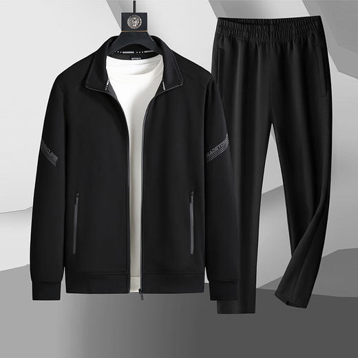 【圈】【新款DK】大依优型大码套装立领外套运动服加肥加大两件套套装休闲大号运动男上衣 商品图0