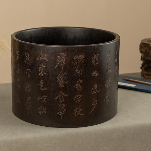 二十世纪 紫檀诗文画缸 商品图1