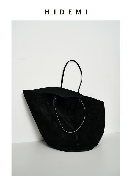 HIDEMI 麂皮VASE TOTE艺术感花瓶托特包 深棕色/黑色 商品图8
