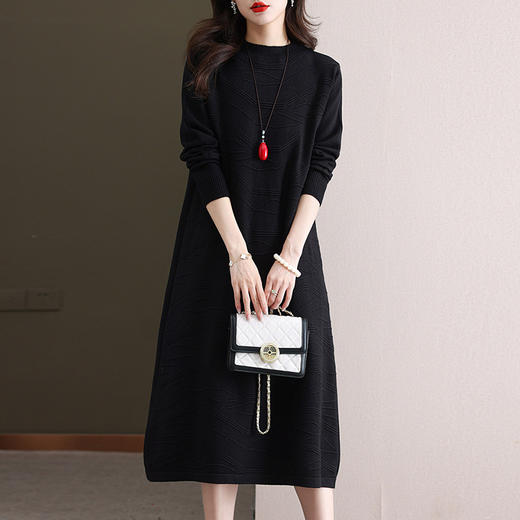 高个子长款连衣裙女秋冬季过膝针织内搭宽松A字裙配大衣的毛衣裙CC-FY-99911 商品图6