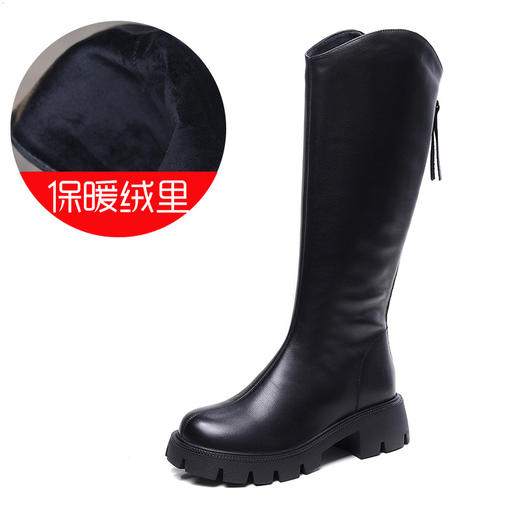 FR 23791骑士靴真皮中跟软皮大筒围全皮高筒靴 商品图4