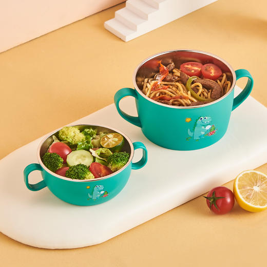 Z2652 儿童316不锈钢碗带盖防烫防摔 450ml（颜色款式随机发货） 商品图3