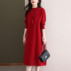 高个子长款连衣裙女秋冬季过膝针织内搭宽松A字裙配大衣的毛衣裙CC-FY-99911 商品缩略图0