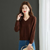 秋冬新款，今年流行针织上衣女高腰短款V领毛衣百搭针织打底衫CC-MY1002 商品缩略图3