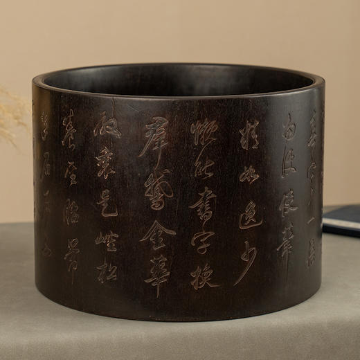 二十世纪 紫檀诗文画缸 商品图2