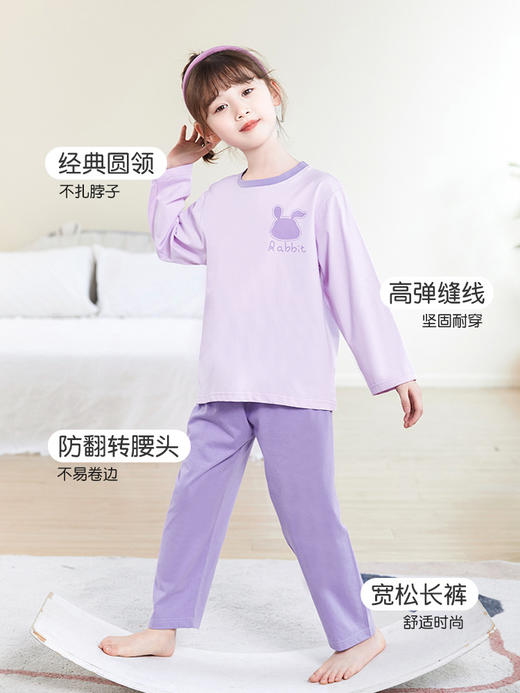 ALBB-卡通兔子儿童睡衣秋季长袖女童家居服套装中大童空调服两件套 商品图3