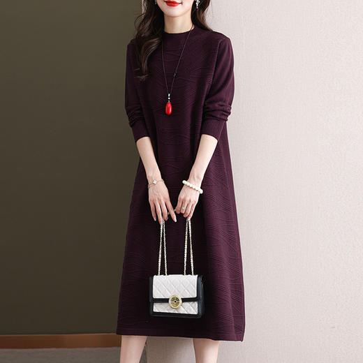 高个子长款连衣裙女秋冬季过膝针织内搭宽松A字裙配大衣的毛衣裙CC-FY-99911 商品图2