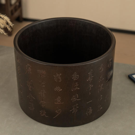 二十世纪 紫檀诗文画缸 商品图4