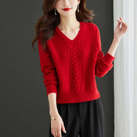 秋冬新款，今年流行针织上衣女高腰短款V领毛衣百搭针织打底衫CC-MY1002