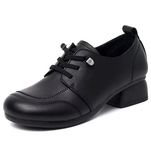 欧罗巴软底软皮复古深口单鞋牛津粗跟妈妈鞋 商品图5