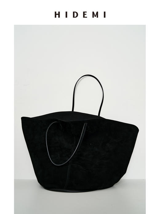 HIDEMI 麂皮VASE TOTE艺术感花瓶托特包 深棕色/黑色 商品图9