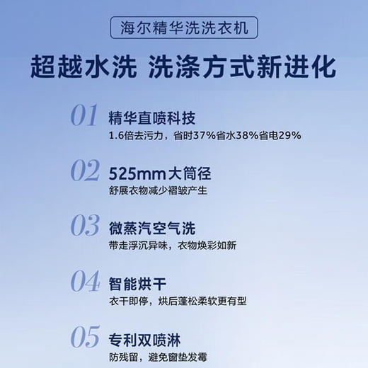 【精华洗】海尔洗衣机滚筒超薄10公斤大容量028一级能效变频智能投放自清洁家用洗衣机 【洗烘一体】智投+精华洗G10028HBD14LS 商品图1
