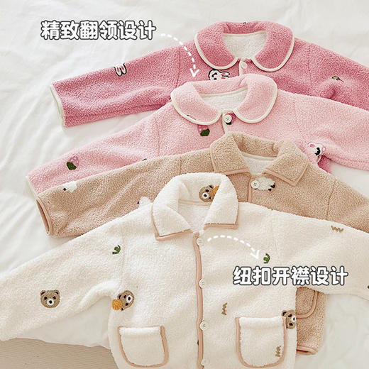 <有书独家>【儿童羊羔毛加绒睡衣】秋冬韩版卡通大儿童家居服套装 双面加绒加厚男女童睡衣套装 商品图4