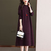 高个子长款连衣裙女秋冬季过膝针织内搭宽松A字裙配大衣的毛衣裙CC-FY-99911 商品缩略图1