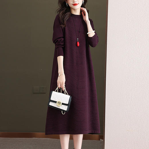 高个子长款连衣裙女秋冬季过膝针织内搭宽松A字裙配大衣的毛衣裙CC-FY-99911 商品图1