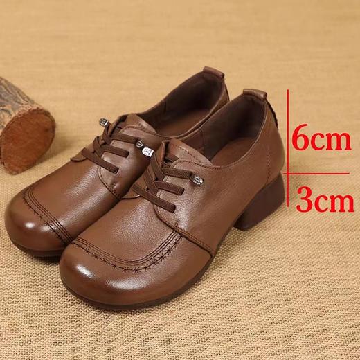 欧罗巴软底软皮复古深口单鞋牛津粗跟妈妈鞋 商品图0