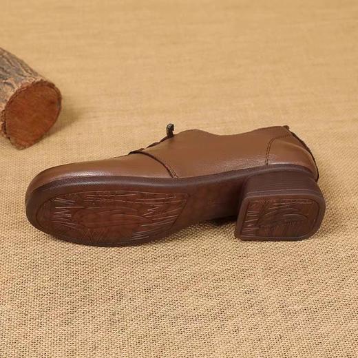 欧罗巴软底软皮复古深口单鞋牛津粗跟妈妈鞋 商品图2