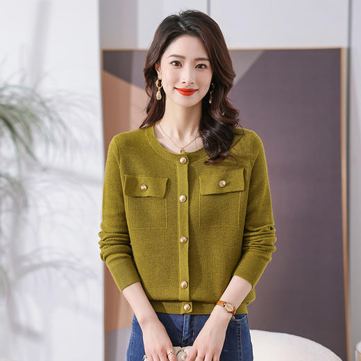 圆领毛衣女套头2023春秋新款宽松短款纯色针织打底衫长袖洋气上衣CC-MM-23189 商品图1