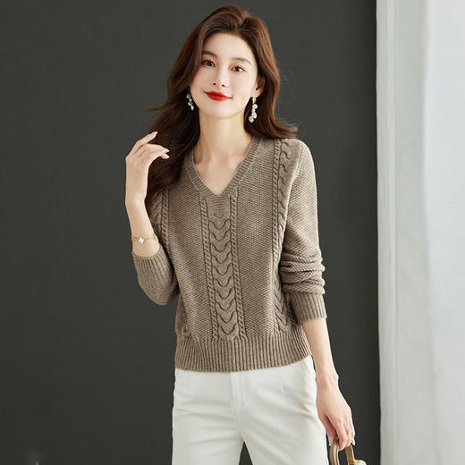 秋冬新款，今年流行针织上衣女高腰短款V领毛衣百搭针织打底衫CC-MY1002 商品图2