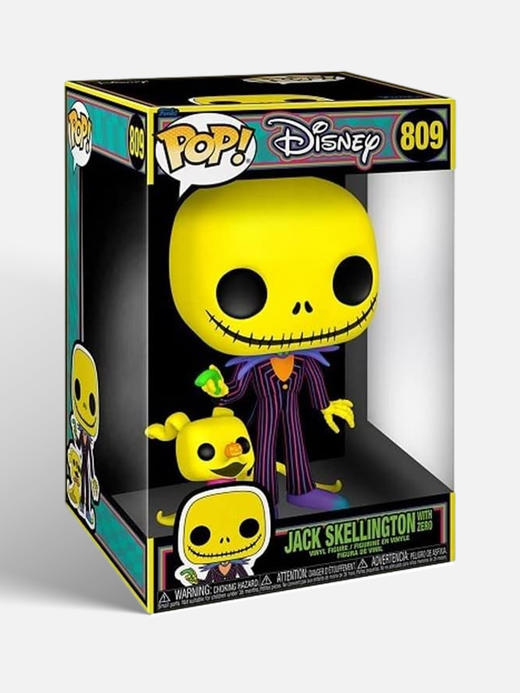 Funko POP! Jumbo动画迪士尼圣诞夜惊魂10英寸骷髅杰克与零零荧光款手办 63965 商品图4