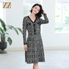 佐尔美秋冬新款 气质格子条纹羊毛连衣裙女E14ML11 商品缩略图2