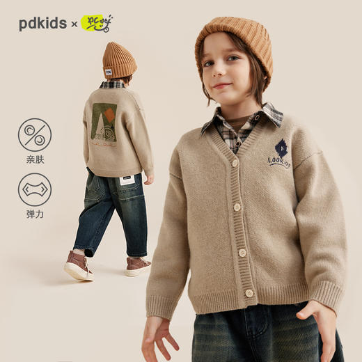 【绵软北极绒面料 亲肤不扎肉】儿童趣味刺绣毛衣开衫PQMY2326 商品图0