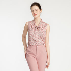 司歌雪纺印花蝴蝶结背心上衣T881141