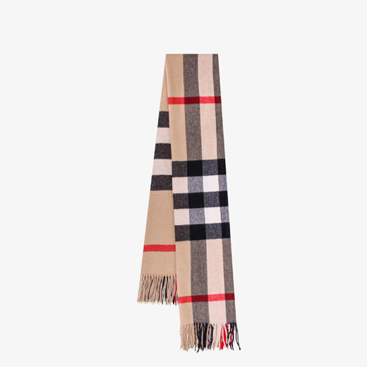 【二】BURBERRY 巴宝莉 女士羊绒格纹流苏围巾 格子 8078441 A7026 商品图0