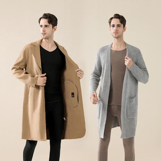 秋冬季爆款【羊毛蚕丝套装】保暖内衣  女士加绒打底衫 男士秋衣秋裤套装 商品图1