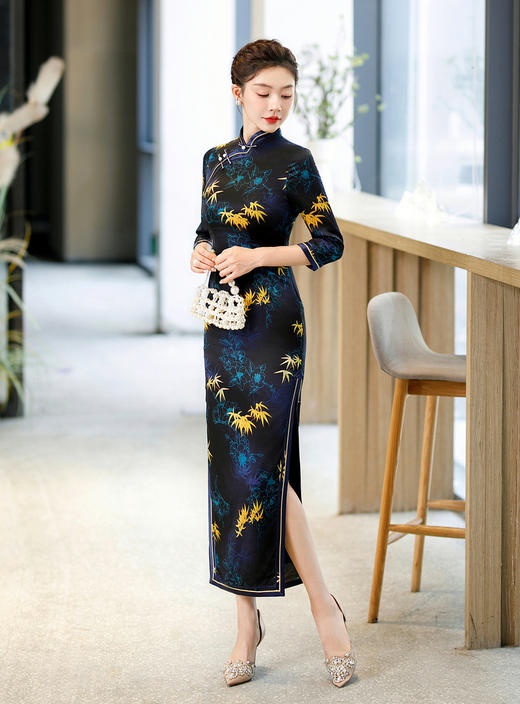 日常改良重磅真丝旗袍连衣裙WX-Z05 商品图5