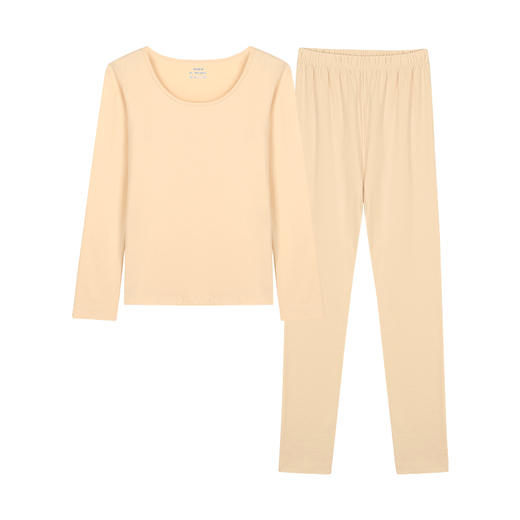 梦芭蒂无痕修身保暖内衣女棉毛衫秋衣秋裤秋冬季纯色圆领保暖套装 商品图1