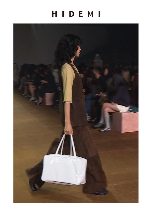 HIDEMI麂皮极简设计感圆领背心马夹长裤皮衣套装 背心上衣/阔腿裤 商品图5