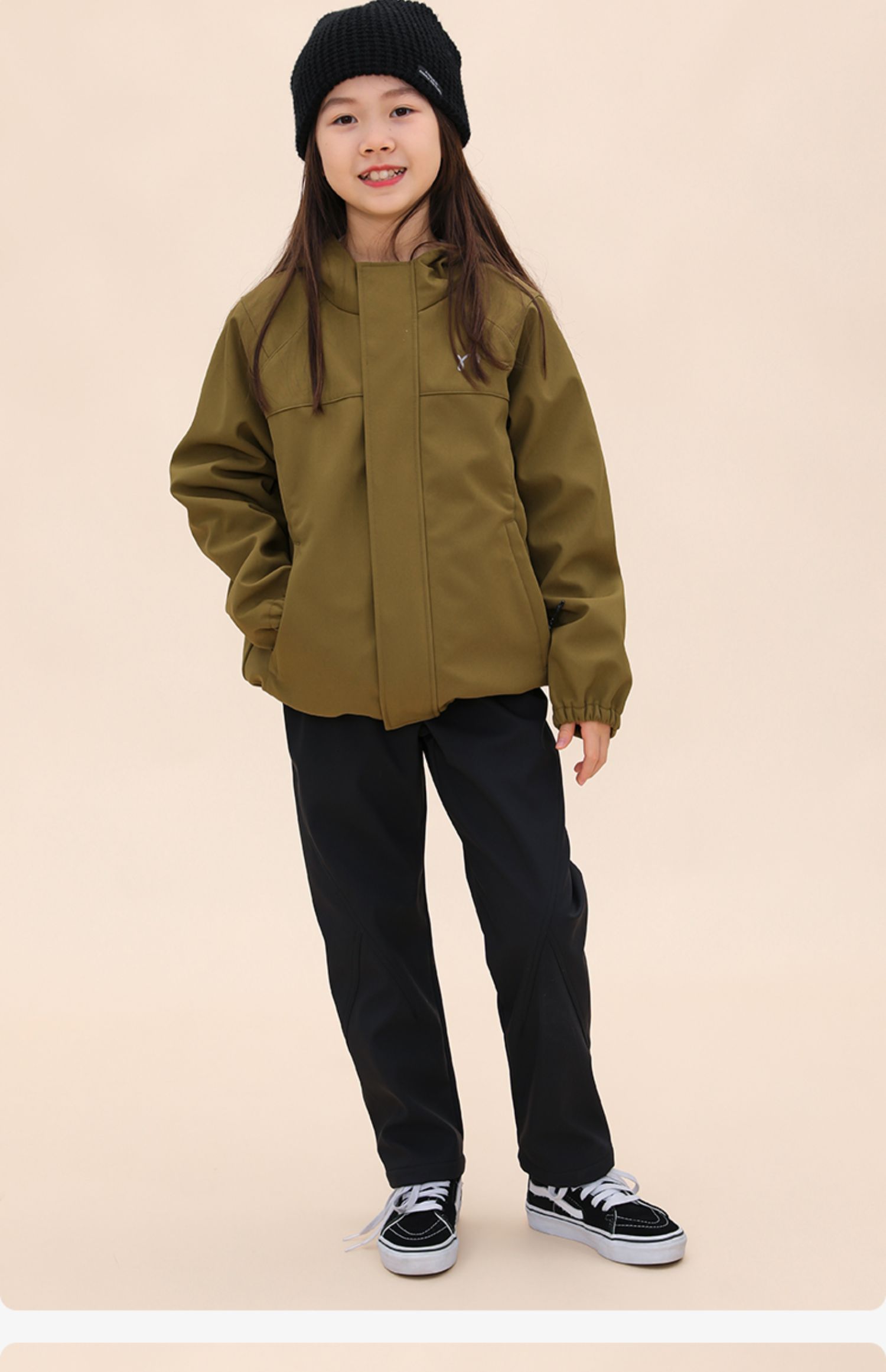 芯 纳桔儿童秋冬复合一体摇粒绒抗风防雨雪耐磨抓绒冲锋衣外套