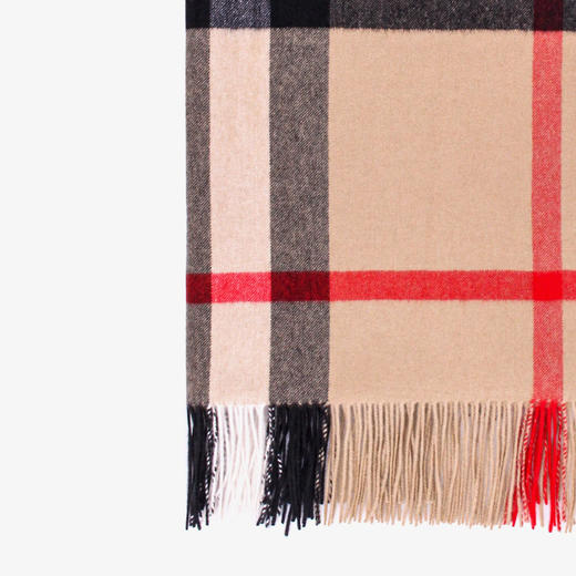 【二】BURBERRY 巴宝莉 女士羊绒格纹流苏围巾 格子 8078441 A7026 商品图1