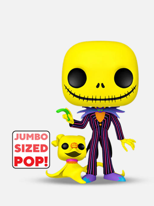 Funko POP! Jumbo动画迪士尼圣诞夜惊魂10英寸骷髅杰克与零零荧光款手办 63965 商品图3