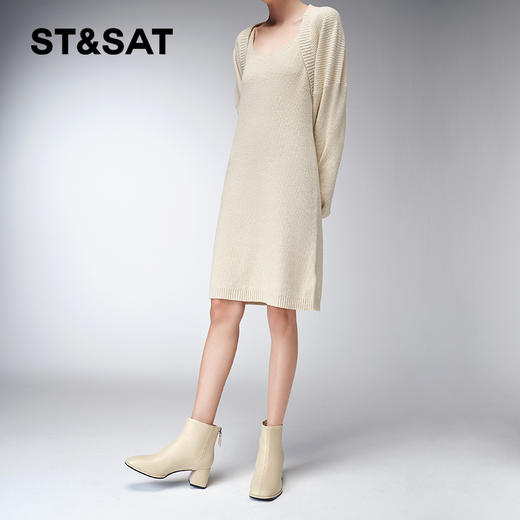 【绒里可选】星期六气质方头舒适粗高跟短靴SS34116563/SS3411856B 商品图9