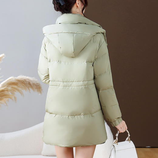 连帽厚款羽绒服，时尚新款拉链牛角扣中长款休闲羽绒服冬季保暖女装QYM-KED-338052-Y 商品图2