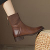 方头切尔西靴粗跟短靴，弹力针织袜靴高跟时装靴NJMK-K750 商品缩略图2