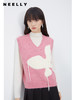 NEELLY纳俪商场同款粉色毛衣马甲女 V领温柔减龄叠穿外搭坎肩上衣N23103A01081 商品缩略图2
