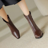 阿么手工女鞋手抓纹尖头质感真皮短靴6.5CM秋冬瘦瘦靴时装靴高跟 商品缩略图3