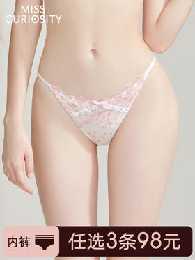 3条98元好奇蜜斯抗菌纯棉裆女蕾丝低腰三角内裤性感透视新款 安妮塔内裤