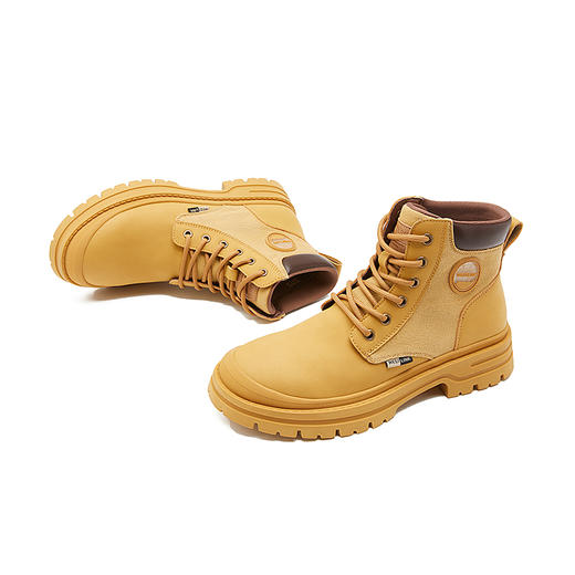 西遇厚底工装靴男新款秋冬美式复古系带短靴圆头黑色马丁靴子22235633 商品图2