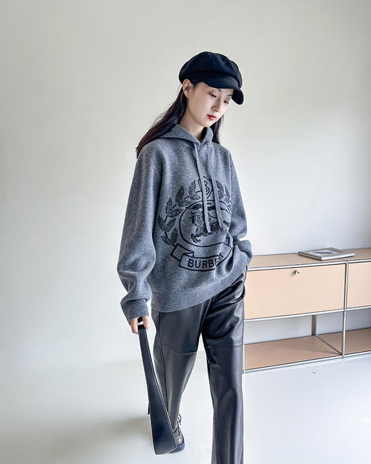 THS 10.14-限时 伦敦kingdom四平织密厚羊毛/骑士徽提花帽衫 QM057 商品图2