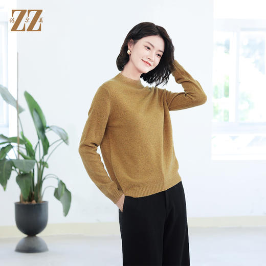 佐尔美秋冬新款 气质百搭圆纯色领羊毛衫女E14MS21 商品图2