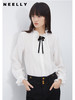 法式花边领白衬衫NEELLY纳俪商场同款高级感蝴蝶结长袖洋气雪纺衫N23103B01086 商品缩略图0