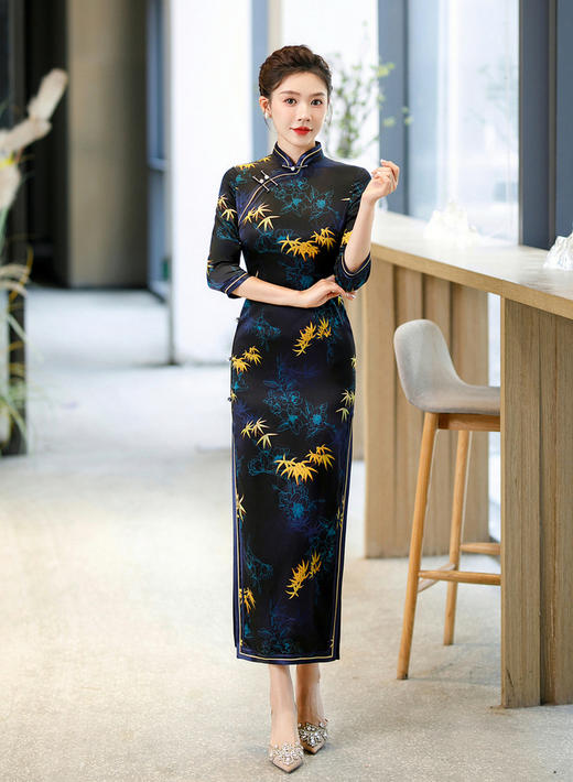 日常改良重磅真丝旗袍连衣裙WX-Z05 商品图3