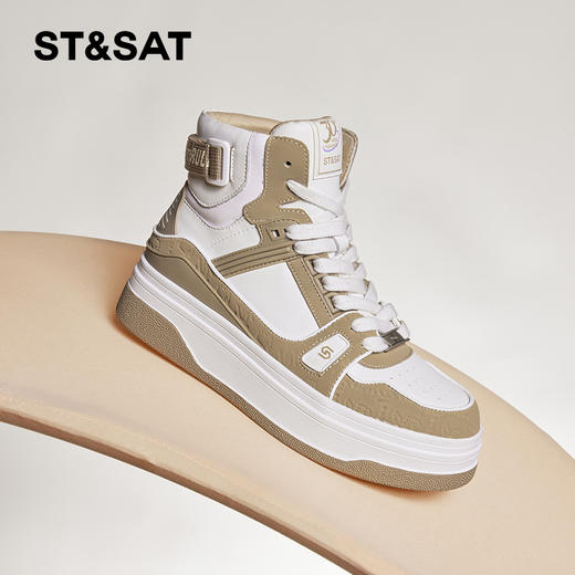 星期六撞色潮酷厚底休闲高帮板鞋SS34116597 商品图0